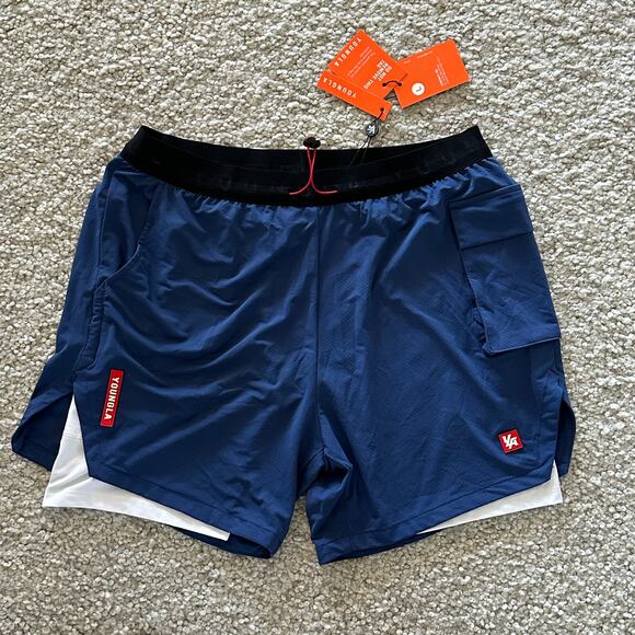Men's YoungLA Compression Shorts L, NWT Blue - Picture 1 of 8